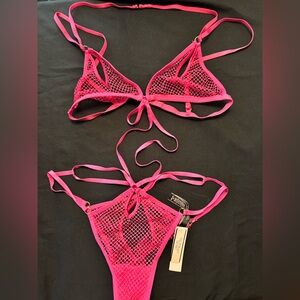 Victoria's Secret Bright Pink Fishnet Lingerie One Piece